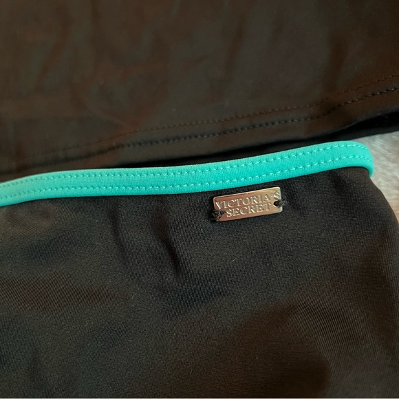 Victoria's Secret Racerbank Tankini bikini swimsuit, black & turquoise, L - Picture 3 of 12